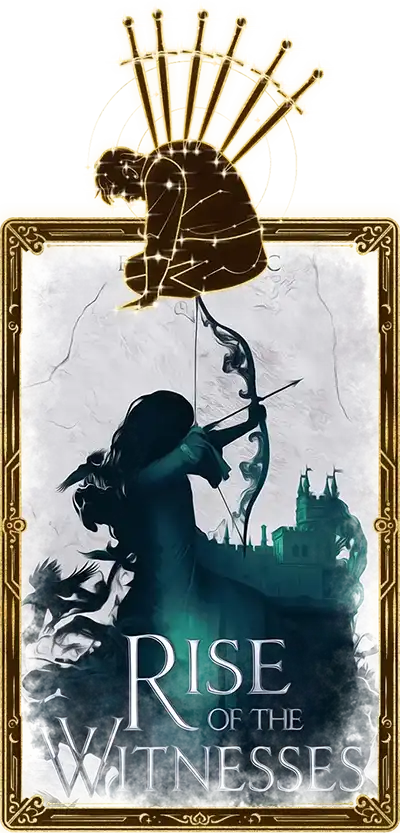 Cover of Rise of The Witnesses with The Tarrot Card Easter Symbol of Swords